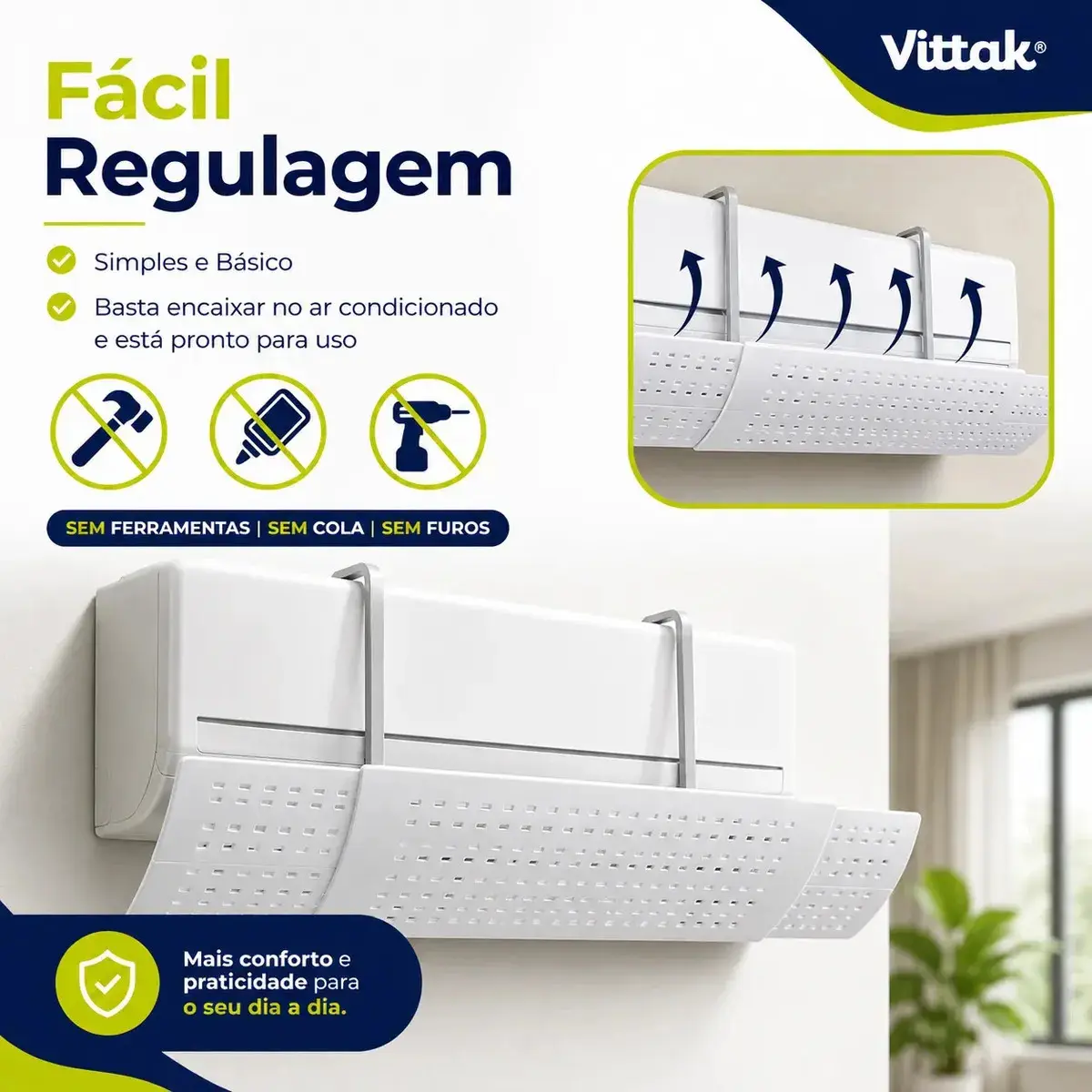 Vittak Defletor Ar Condicionado Split Universal 7 A 30mil Btus Ajustável 61 A 113cm thumbnail 3