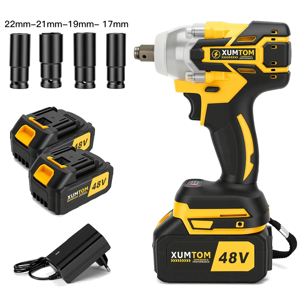 Chave De lmpacto 48V Elétrica Profissional 450NM Motor Sem Escovas Com 2 Baterias 48V Bivolt - 1