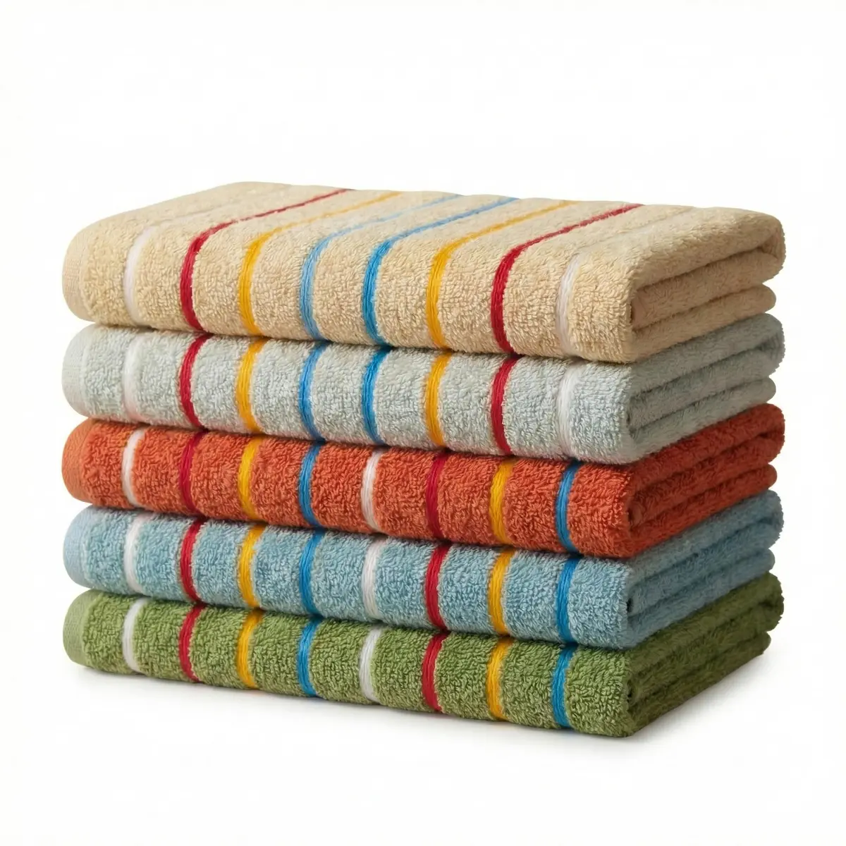 Kit 05 Pano de Prato Atoalhado Para Cozinha Felpudo Premium Gourmet 45x70cm 317g/m² 100% Algodão - Sortido