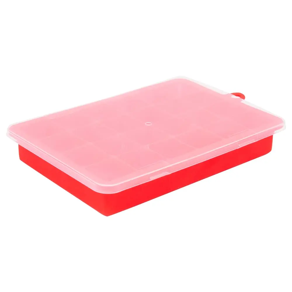 Mimo Style Forma para Gelo com Tampa 20cm Vermelho Com 24 Moldes de Cubos, Material de Silicone Resistente e Flexível, Suporta Até 220C, Simples e Leve Pesando Apenas 151g Facilitando o Manuseio - 1