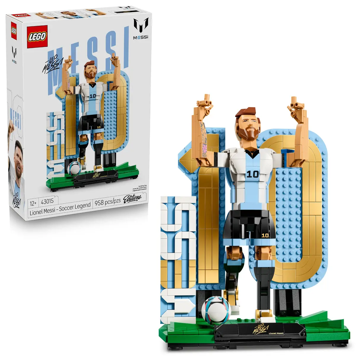 LEGO Editions Sports Lionel Messi - Lenda do Futebol 43015 | Brinquedo de Montar, Anos 12+, Meninos e Meninas, Decoração de Futebol Colecionável, 958 Peças - 1
