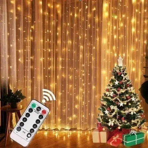Kit 2 Cortina 300 Leds 3x3 Metros Festa Casamento Eventos Natal Branco Amarelo - 1