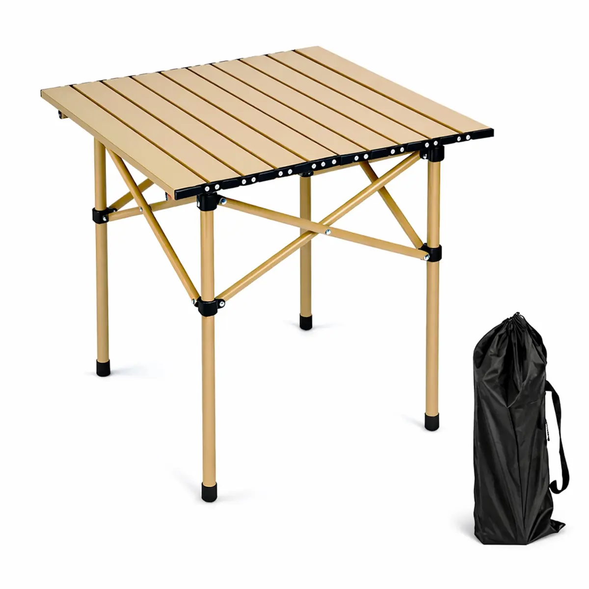 JustGoFit Mesa Dobrável De Alumínio Para Camping E Praia 50 x 50 cm Portátil Com Bolsa