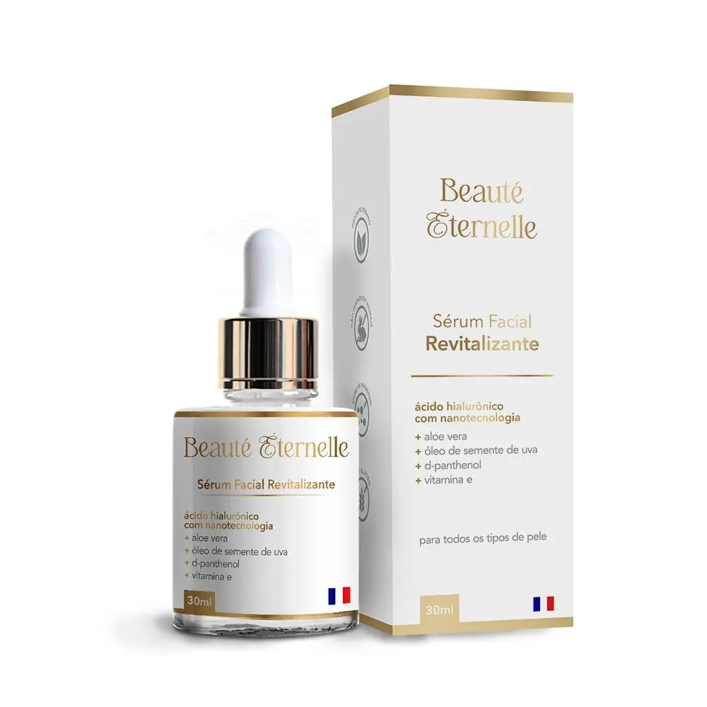 Sérum Facial Hidratante e Revitalizante Rejuvenescedor Beauté Éternelle 30 ml com Ácido Hialurônico (Aloe Vera, Óleo de Semente de Uva, D-panthenol, Vitamina E) - 1