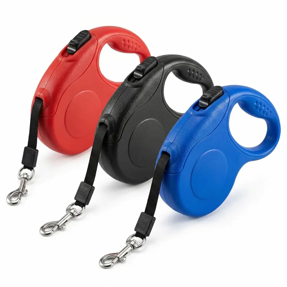 Guia Retrátil para Cachorro e Gato 3 Metros - Fita Resistente, Coleira Com Trava de Segurança, Alça Ergonômica de Qualidade Premium para o seu Animal - Passeio com Segurança (preto)