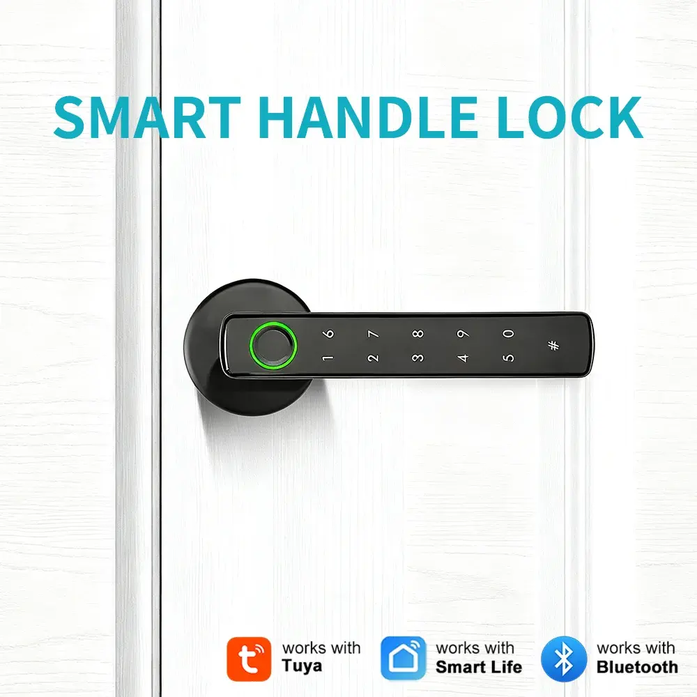 Fechadura Eletrônica Inteligente Tuya Bluetooth com Impressão Digital para Porta - Sistema de Segurança e Proteção para Casa Inteligente