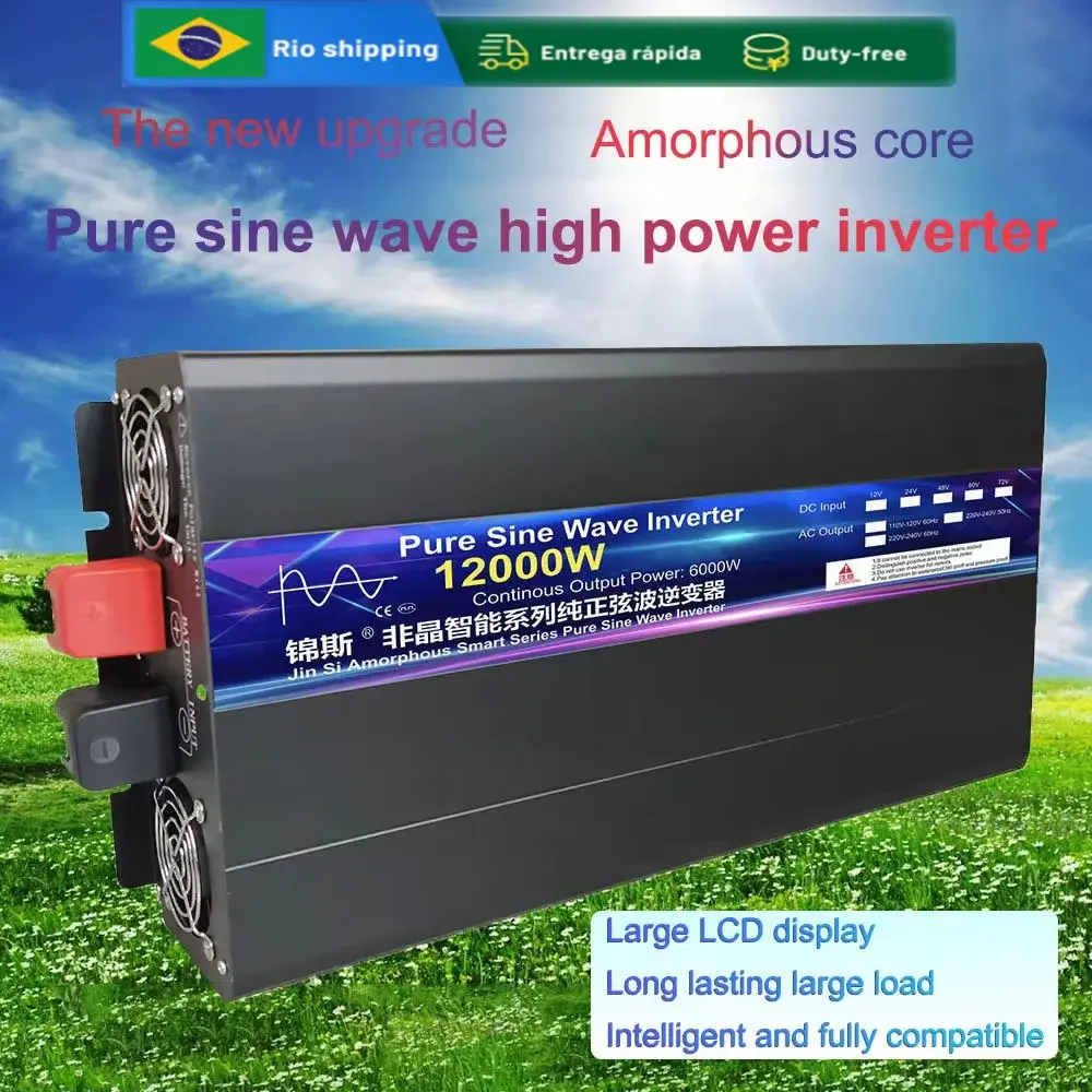 Jin si inversor 12v 24v 48v para ac 220v 110v 8000w 10000w 12000w conversor de transformador de inversor de energia solar de onda senoidal pura