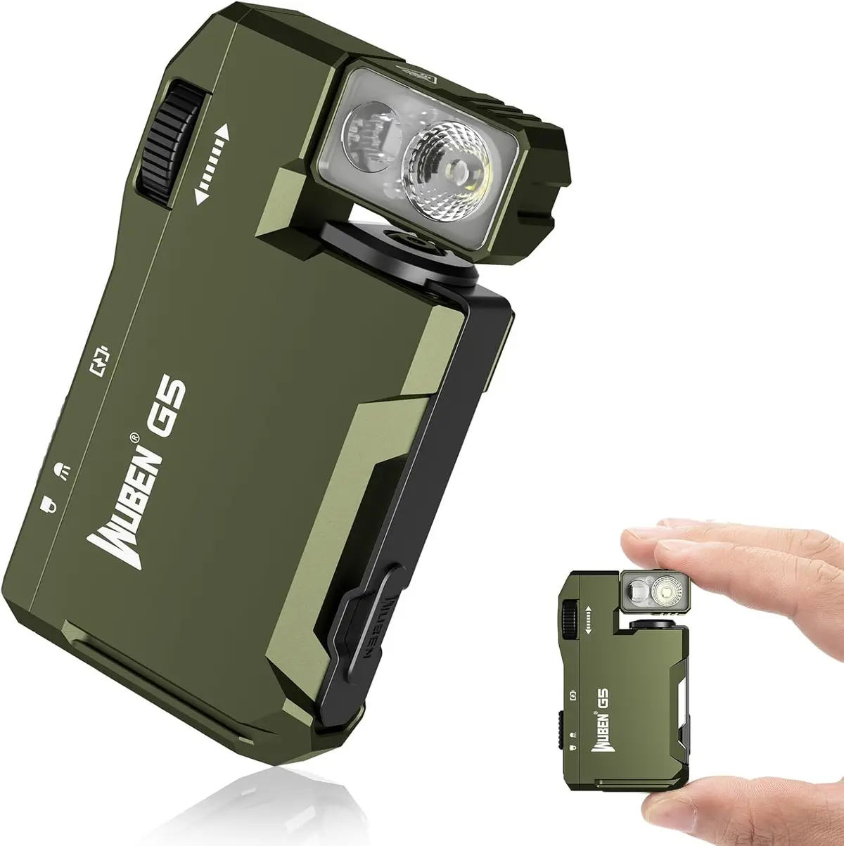 WUBEN G5 Lanterna LED Recarregável, Mini Lanterna EDC Dupla Fonte de Luz | Lanterna potente com luz RGB, mini lanterna magnética de bolso chaveiro para acampamento e atividades ao ar livre - 1