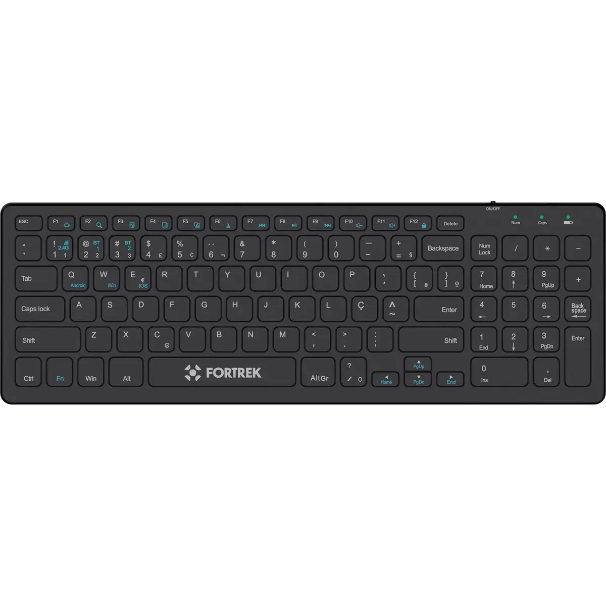 Teclado Sem Fio Office KB11 Full Bluetooth Preto Fortrek