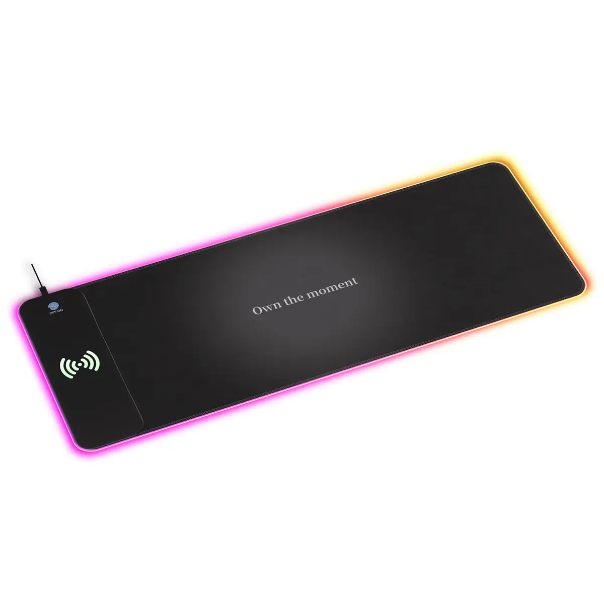 Mouse Pad Gamer RGB Grande com Carregamento sem Fio 15W, Mousepad Extra Grande 80x30cm, Base Antiderrapante, Controle por Toque, 17 Modos de Luz, para Teclado, Mouse, PC e Notebook
