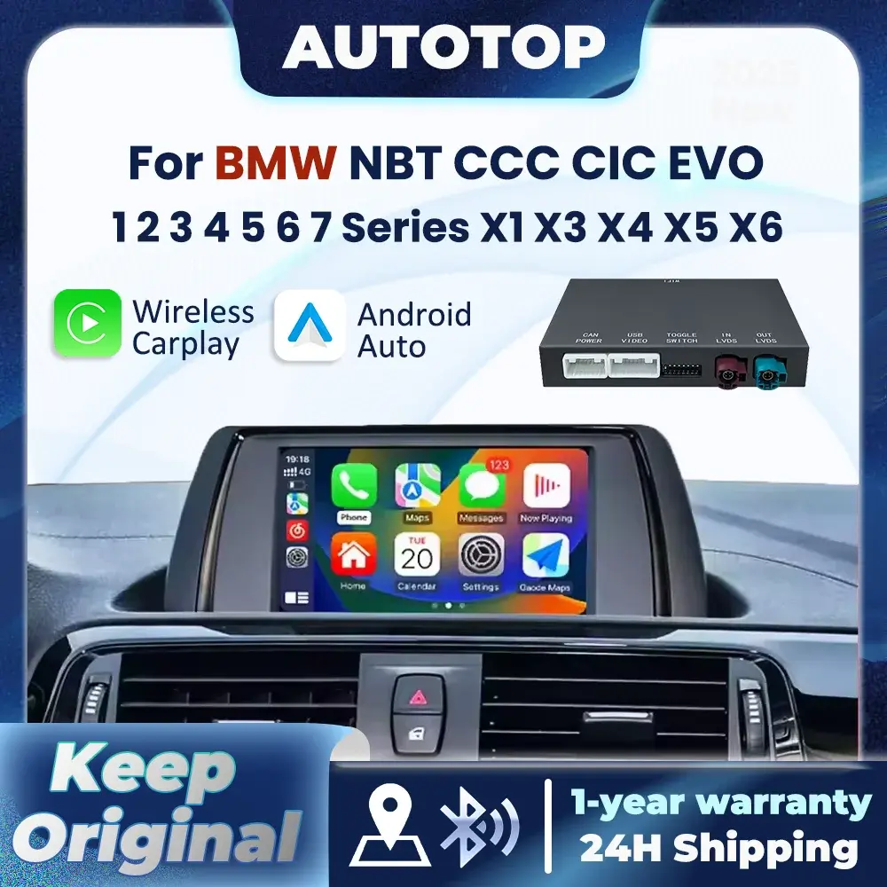 Decodificador automotivo sem fio carplay android para bmw nbt ccc cic evo 1 2 3 4 5 6 7 séries x1 x3 x4 x5 f20 f30 e60 e90 f48 f25 e84 f10