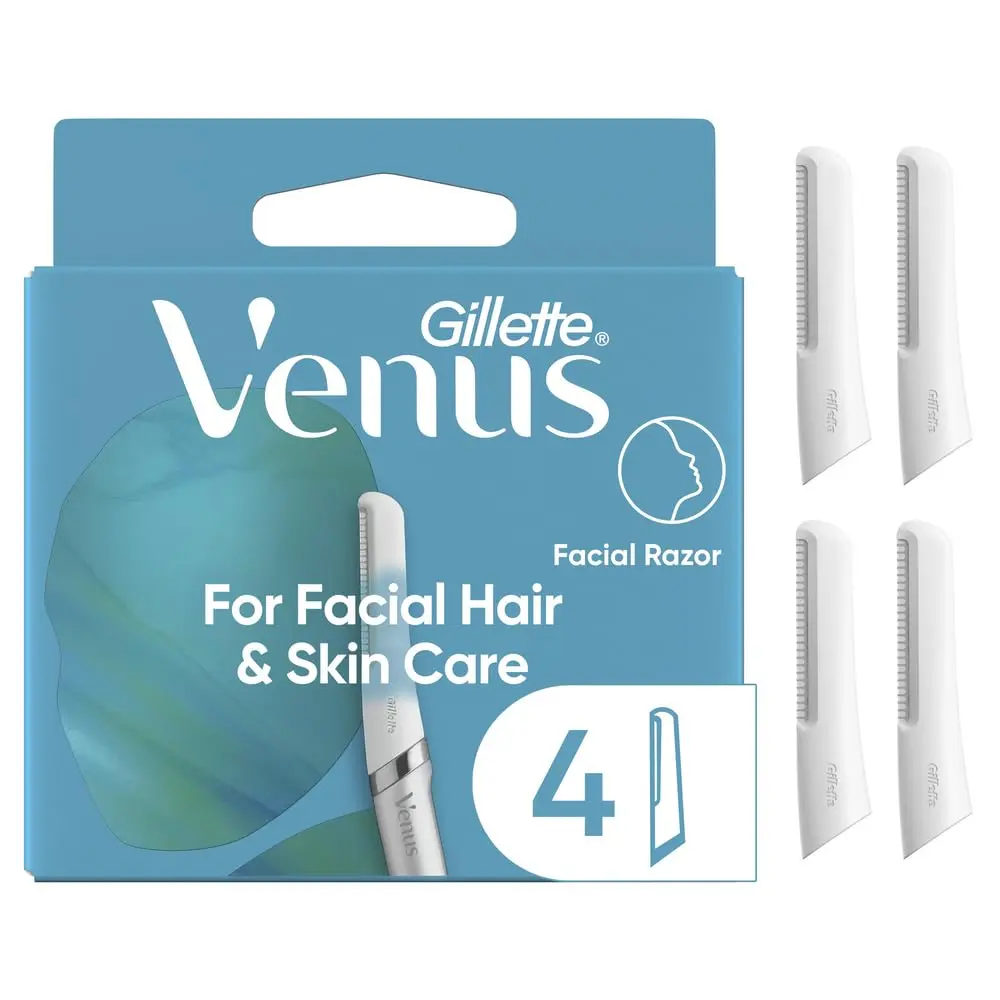 Gillette Venus Refil de lâmina facial, lâminas de substituição esfoliantes Dermaplaning, 4 unidades