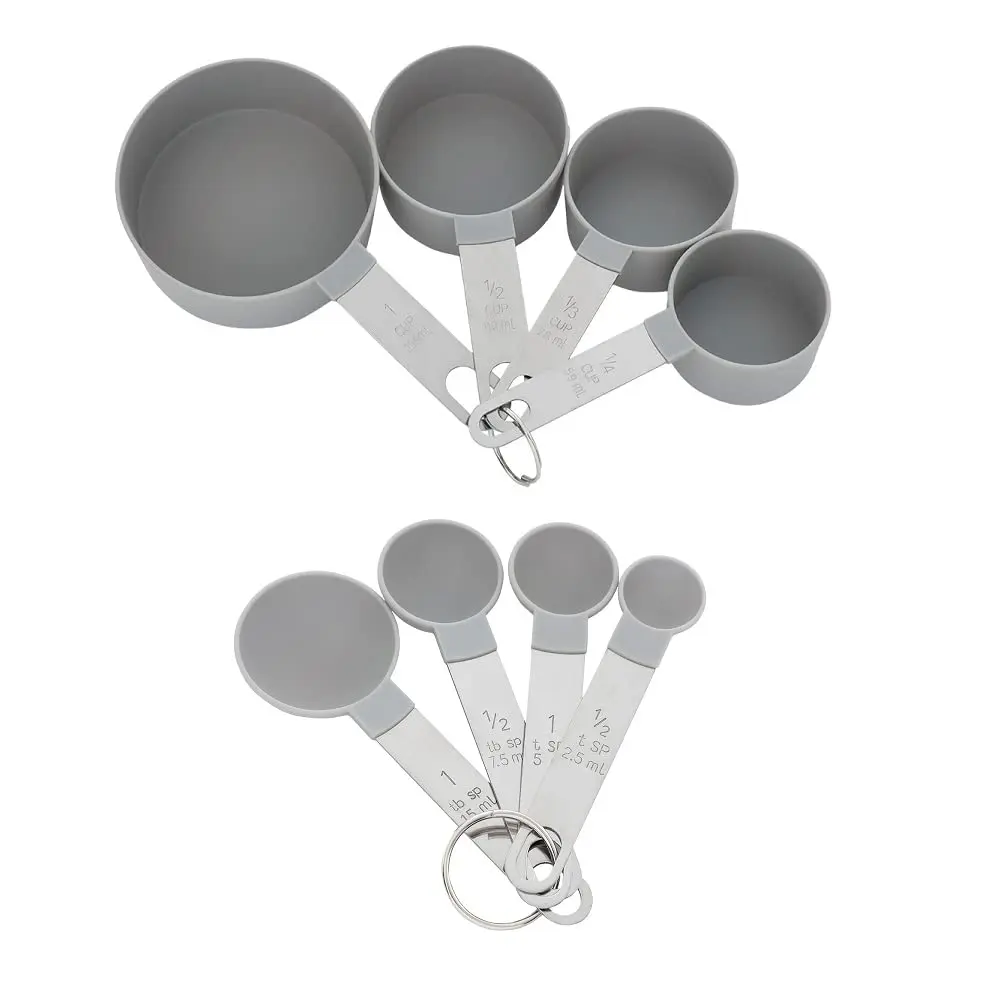 Mimo Style Jogo de Xícaras e Colheres Medidoras 8 Peças. Medidor Feito Em Plástico com Alça de Aço Inoxidável. Seguro e Ideal para Todos os Tipos de Ingredientes, Tanto Secos Quanto Úmidos., ASA20395
