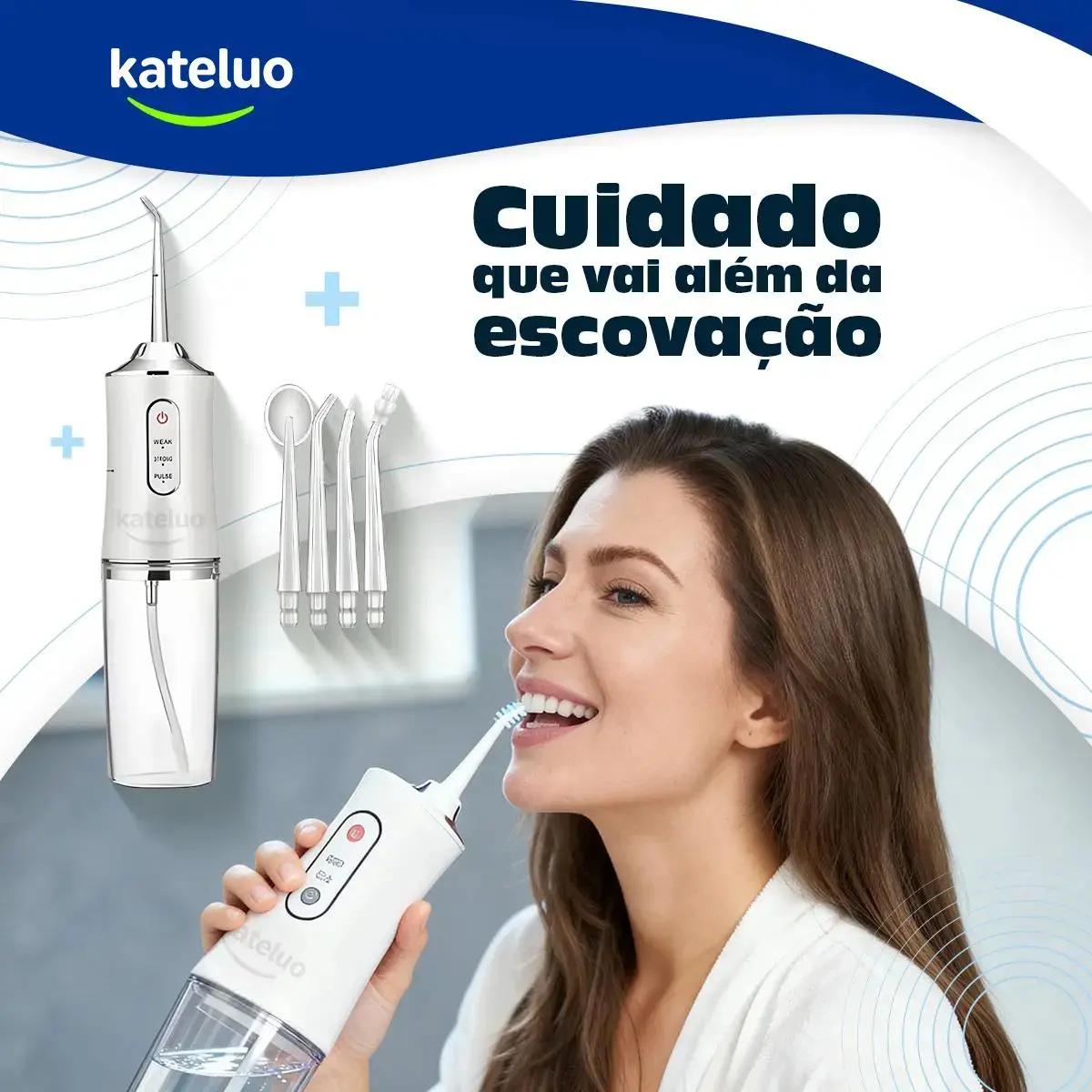 Irrigador Oral bucal Limpeza Elétrico Bivolt Portátil Dental Gengiva Jato D'água 3 Níveis De Pressão Recarregável Cores Aleatoria KATELUO thumbnail 8