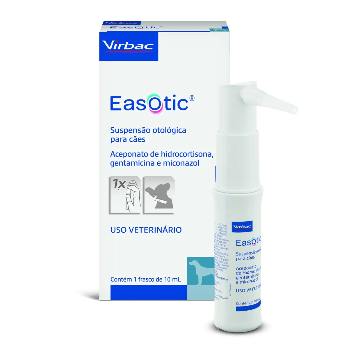 Virbac Easotic Tratamento Otológico para Cães 10 mL | Tratamento; Cão; Otite; Virbac; Otológico