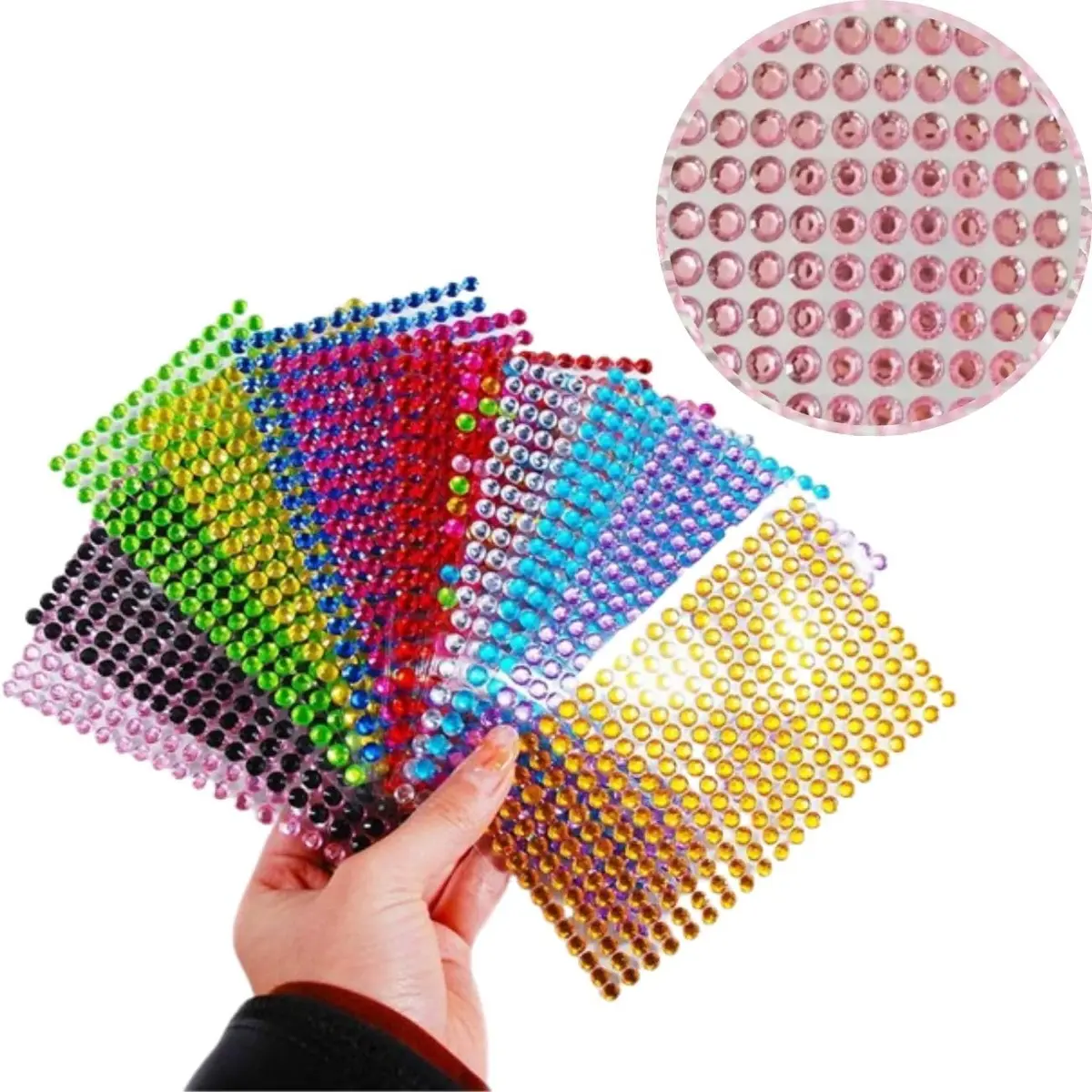 Cartela Adesiva De Strass 5mm, Cartela Com 273 Unidades, Strass Meia Pérola Adesivo, Strass Chaton Adesivado Nacarado (Rosa Nacarado, 5mm)