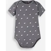body infantil de algodão florzinha cinza - 1