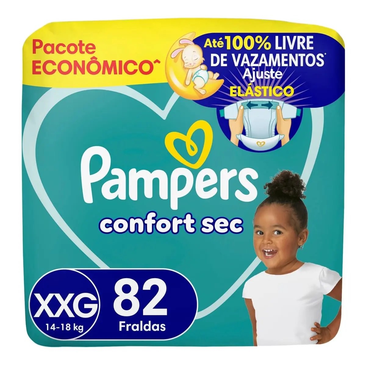 Fralda Pampers Confort Sec Tamanho XXG, 82 Unidades