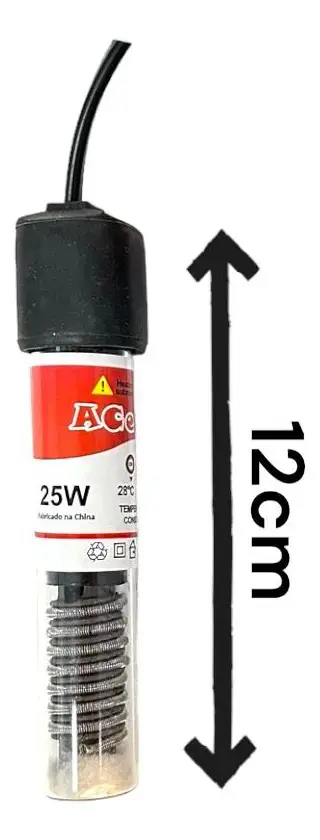 Ace Pet Mini Aquecedor 25W Termostato Automático Beteira Aquário até 25 lts