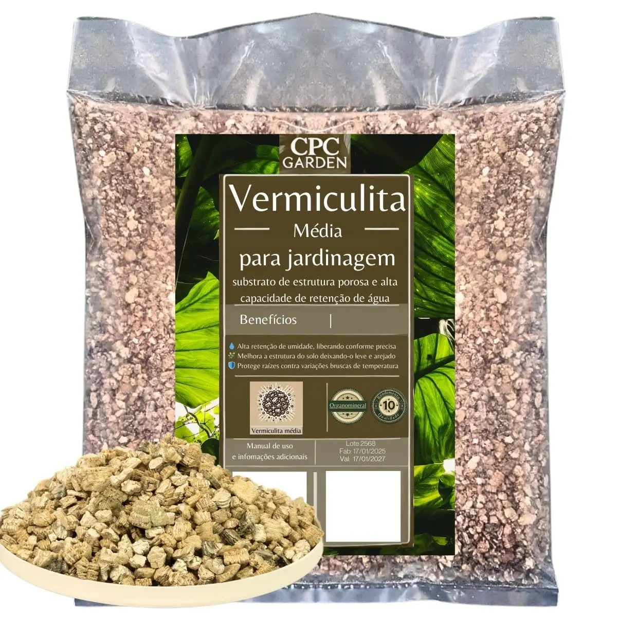 vermiculita expandida média premium para substrato CPC Garden (1 Litro) - 1