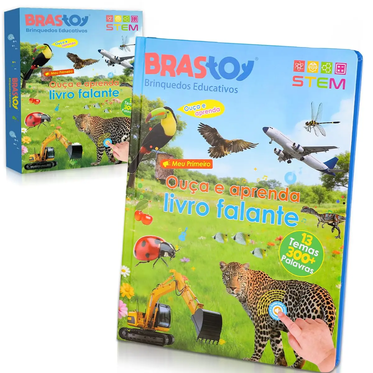 Livro Infantil Interativo com Som Bilíngue Português Inglês Educativo | Inclui 13 temas e mais de 300 palavras - 1