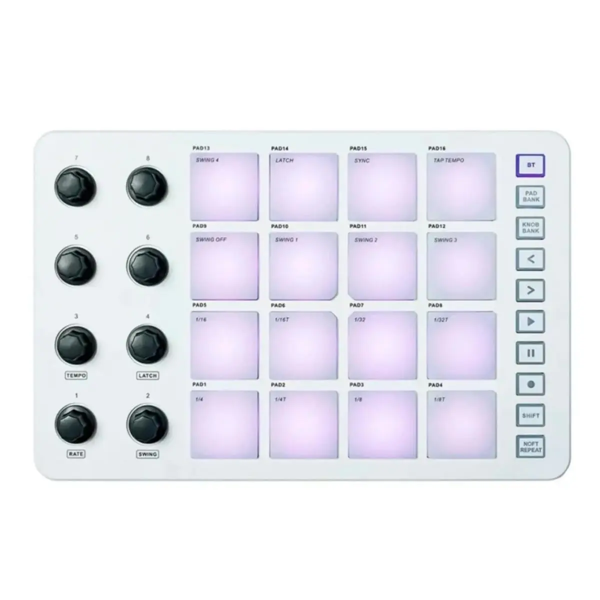 Controlador MIDI M-VAVE VEDO SMC-PAD, 16 Pads RGB com Sensibilidade e Aftertouch, Conexão Sem Fio e USB-C, Bateria de 2000mAh, Botões e Knobs Personalizáveis, Compatível com PC/Mac/iOS/Android - 1