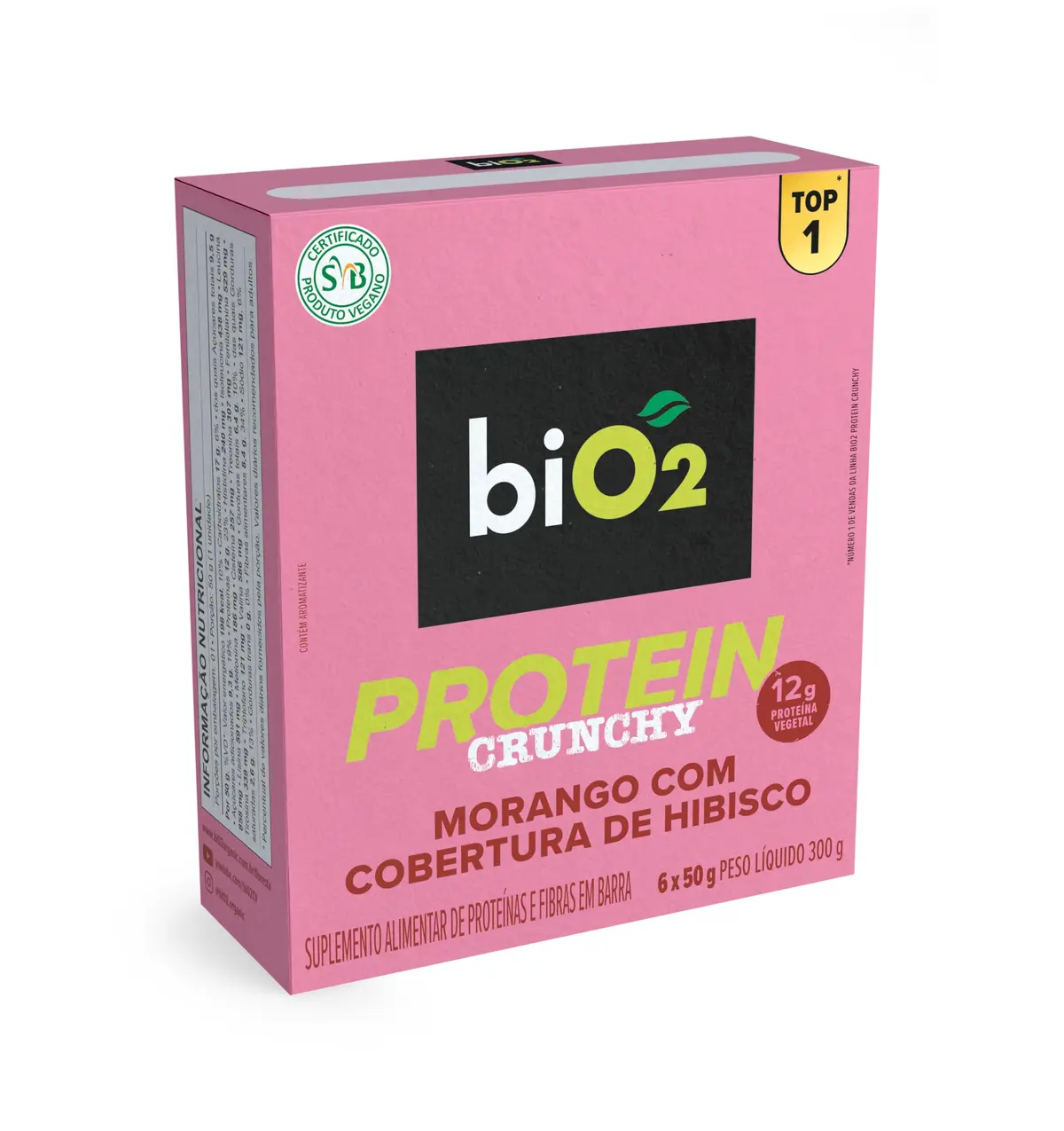biO2 Protein Crunchy Morango com Hibisco 6 x 50 g