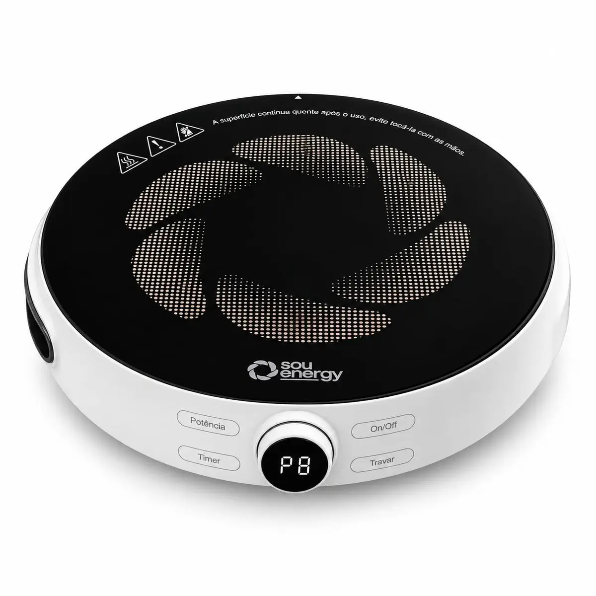 Cooktop de Indução Portátil 1 Boca 2000W Touch com Timer Mesa Vitrocerâmica Bivolt Sou Energy