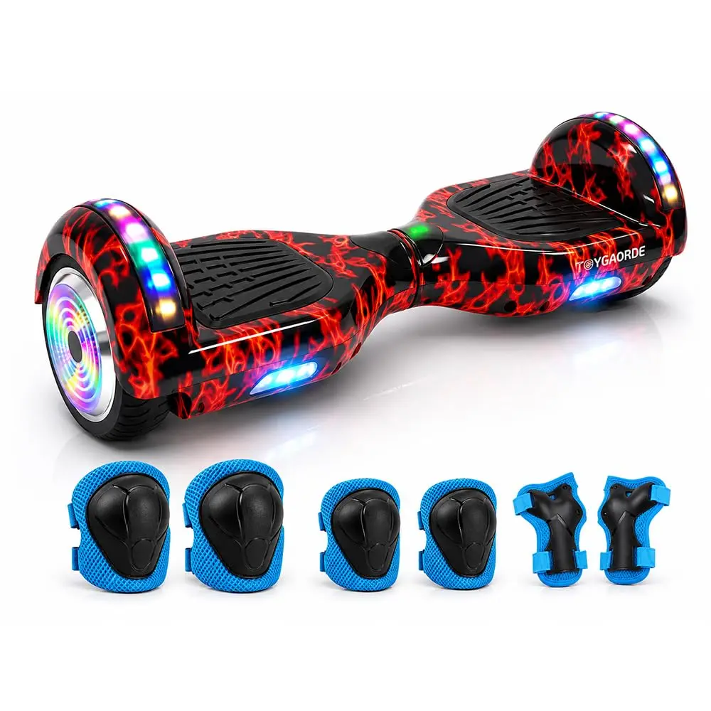 Hoverboard Elétrico FINYQBET, Rodas 6.5", Bateria 4400mAh, 15km/h, 120kg, Bluetooth, LED, Vermelho