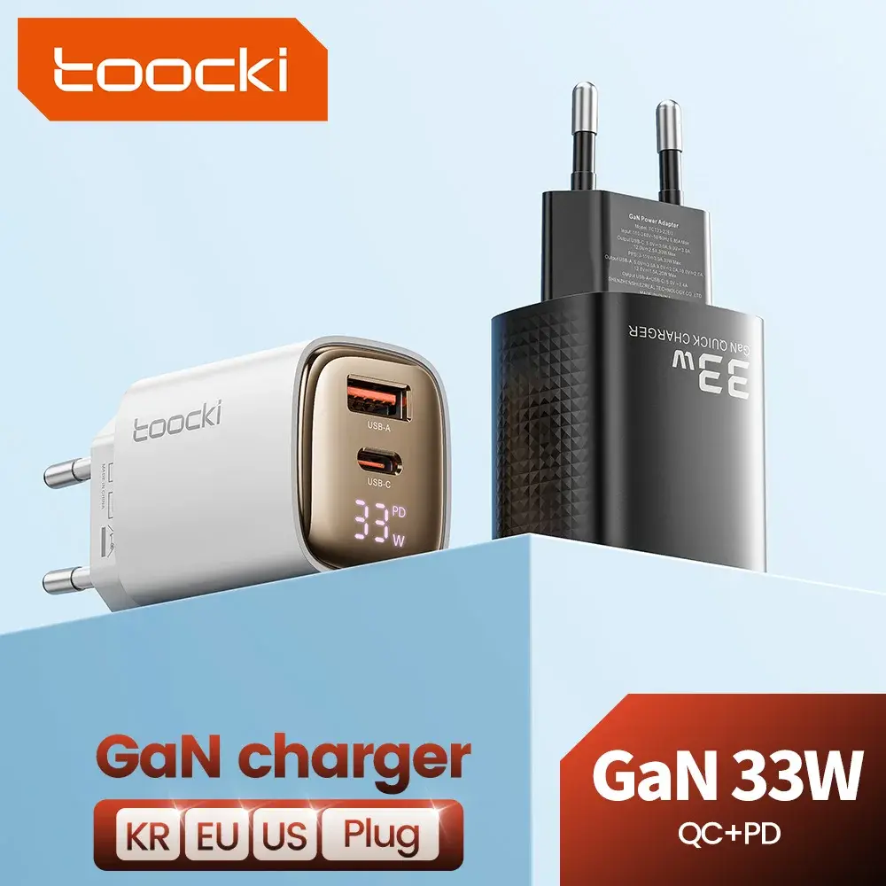 Carregador de Carregamento Rápido Tipo C, GaN USB C, Display Digital, iPhone 15, 14, 13, 12, Samsung Galaxy S23, S22, Xiaomi, 33W