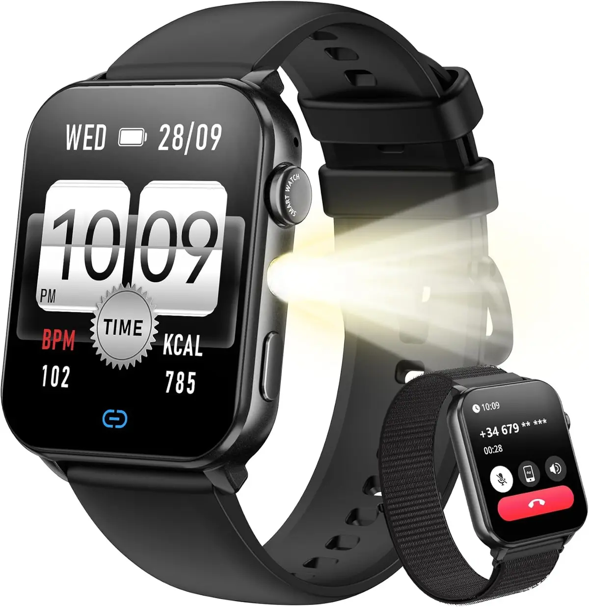 Smartwatch Feminino Masculino Blackview 1.91" com Lanterna LED - 120+ Modos Esportivos, à Prova D'água, Chamadas Bluetooth - iOS/Android - 1