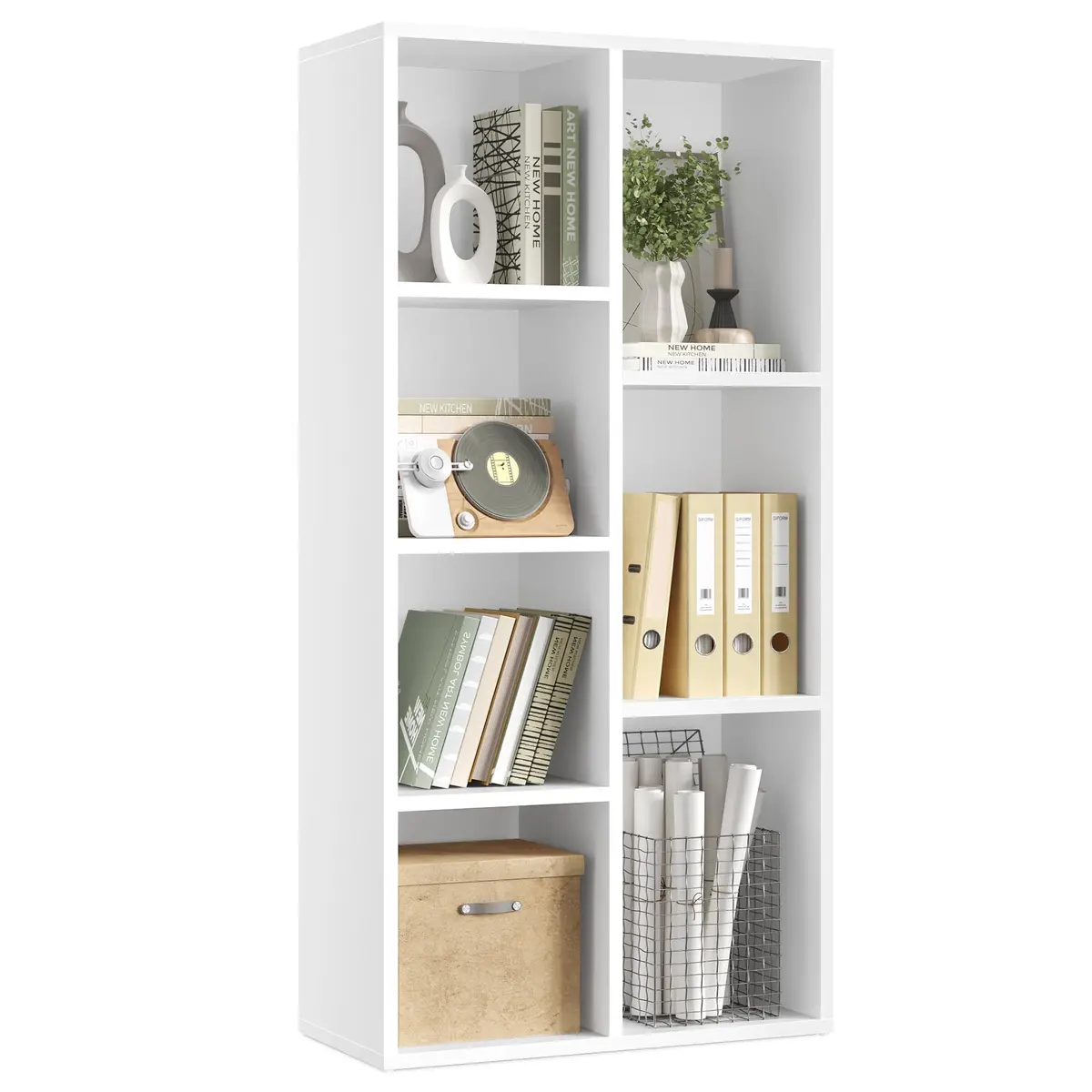 VASAGLE Estante de livros com 7 compartimentos, 24 x 40 x 100 cm | Prateleira de armazenamento, para sala de estar, escritório em casa, sala de jantar, branco nuvem, coleção CUSTOS ULBC27WT