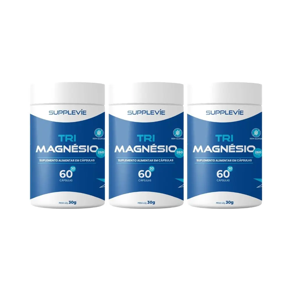 Tri Magnésio Bisglicinato + Dimalato + Quelato 350mg 60 Cápsulas Supplevíe (3) - 1
