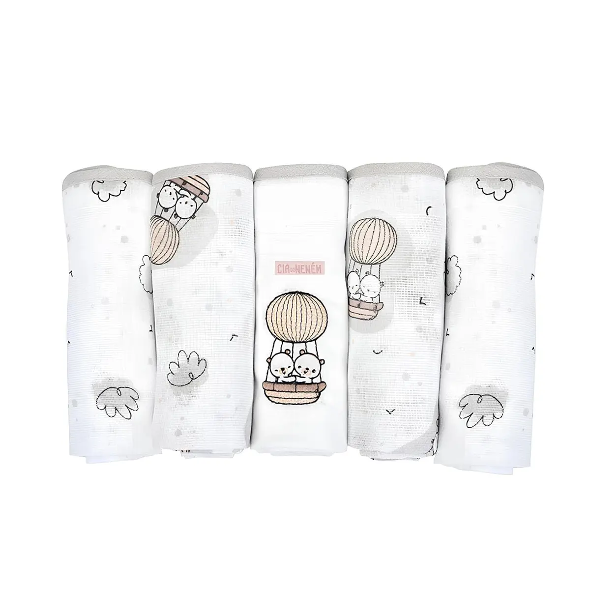 FRALDA 70X68 CM CIN URSO CIA EST. C/ 5 UNID. C/BAINHA
