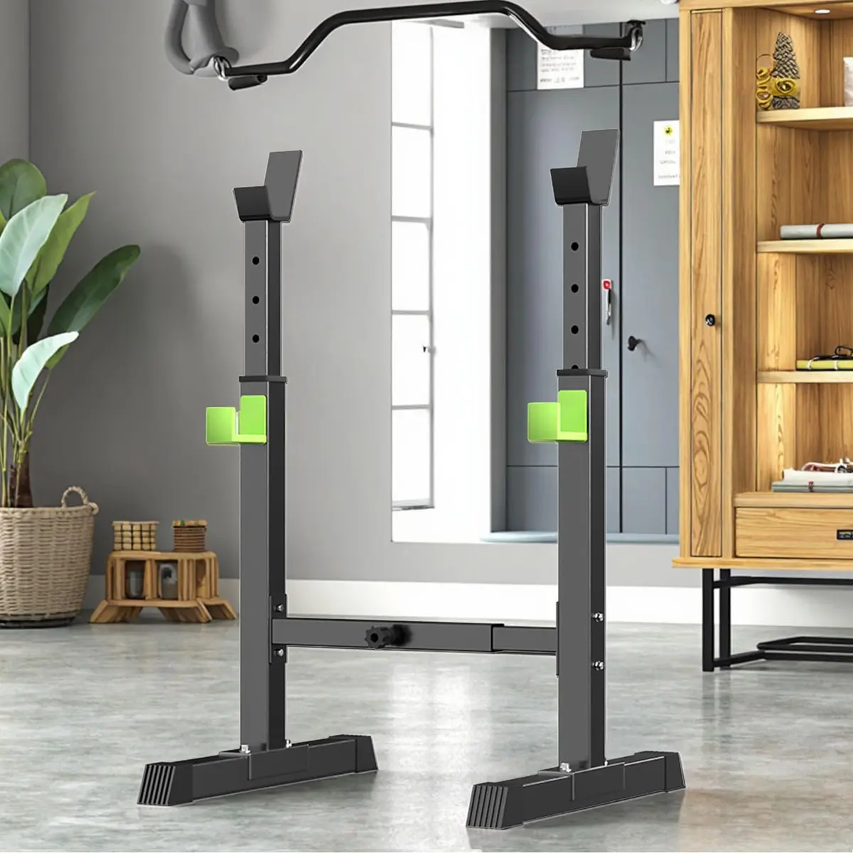 Suporte Ajustável para Supino e Agachamento,Banco Ajustável Aço Reforçado,Estável e Seguro para Academia em Casa,Suporta até 250 kg