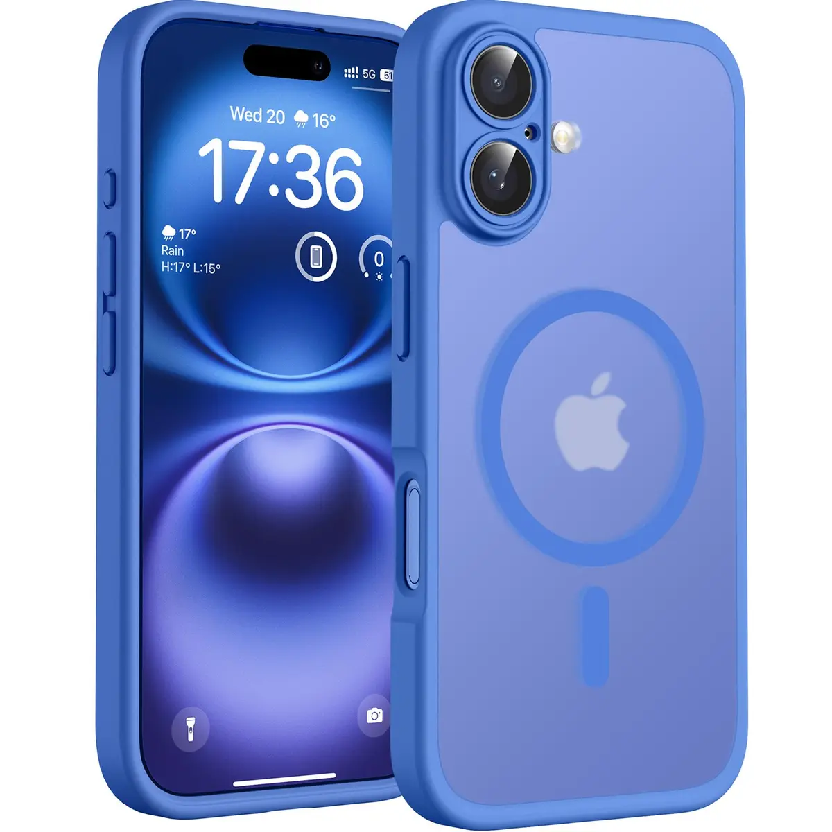 TOCOL Capa Capinha para iPhone 16 Case 6.1 Pol, Azul Ultramar | Compatível com MagSafe, Tampa da Câmera, Proteção Total e Militar, Antichoque, Anti-impressões, Fosco Translúcido