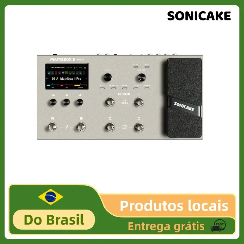 SONICAKE Matribox II Pro Brasil, pedal de multi-efeitos com tela sensível ao toque colorida de 4,3" para guitarra e baixo, com modelagem de amplificadores e IR, compatível com NAM A2
