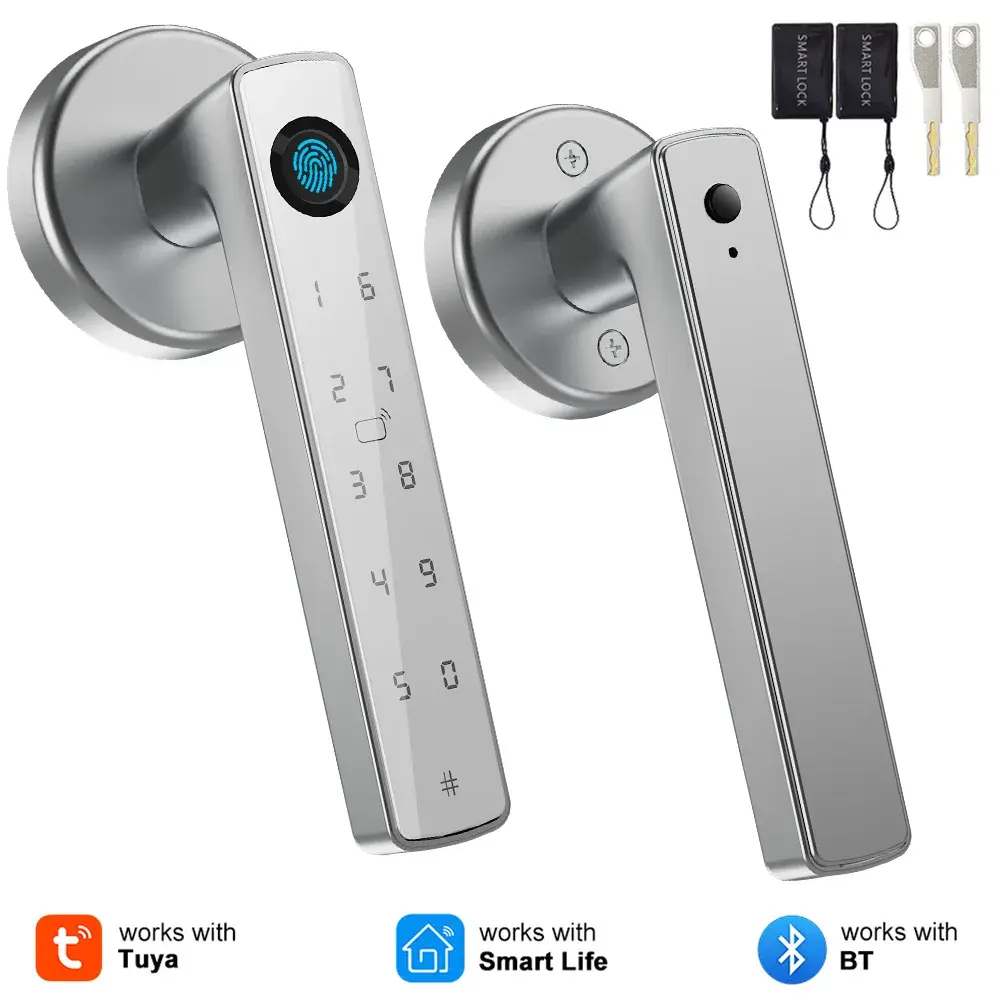 Fechadura Inteligente Tuya Bluetooth com Impressão Digital, Entrada sem Chave, Controle Smart Life, Travamento Automático e Código de Acesso Único para Casa, Escritório e Quarto