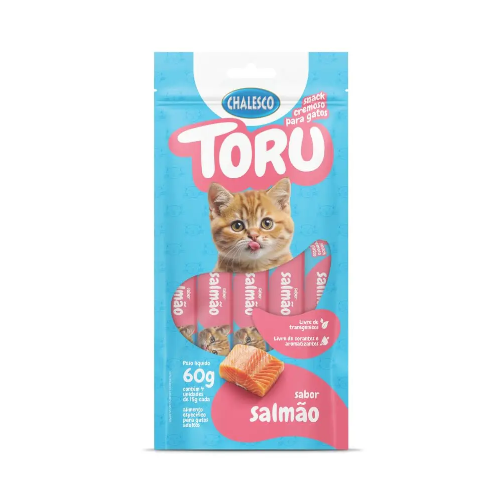 Toru Chalesco Snack Cremoso de Salmão 60g para Gatos – Petisco Natural Com Sabor Irresistível - 1
