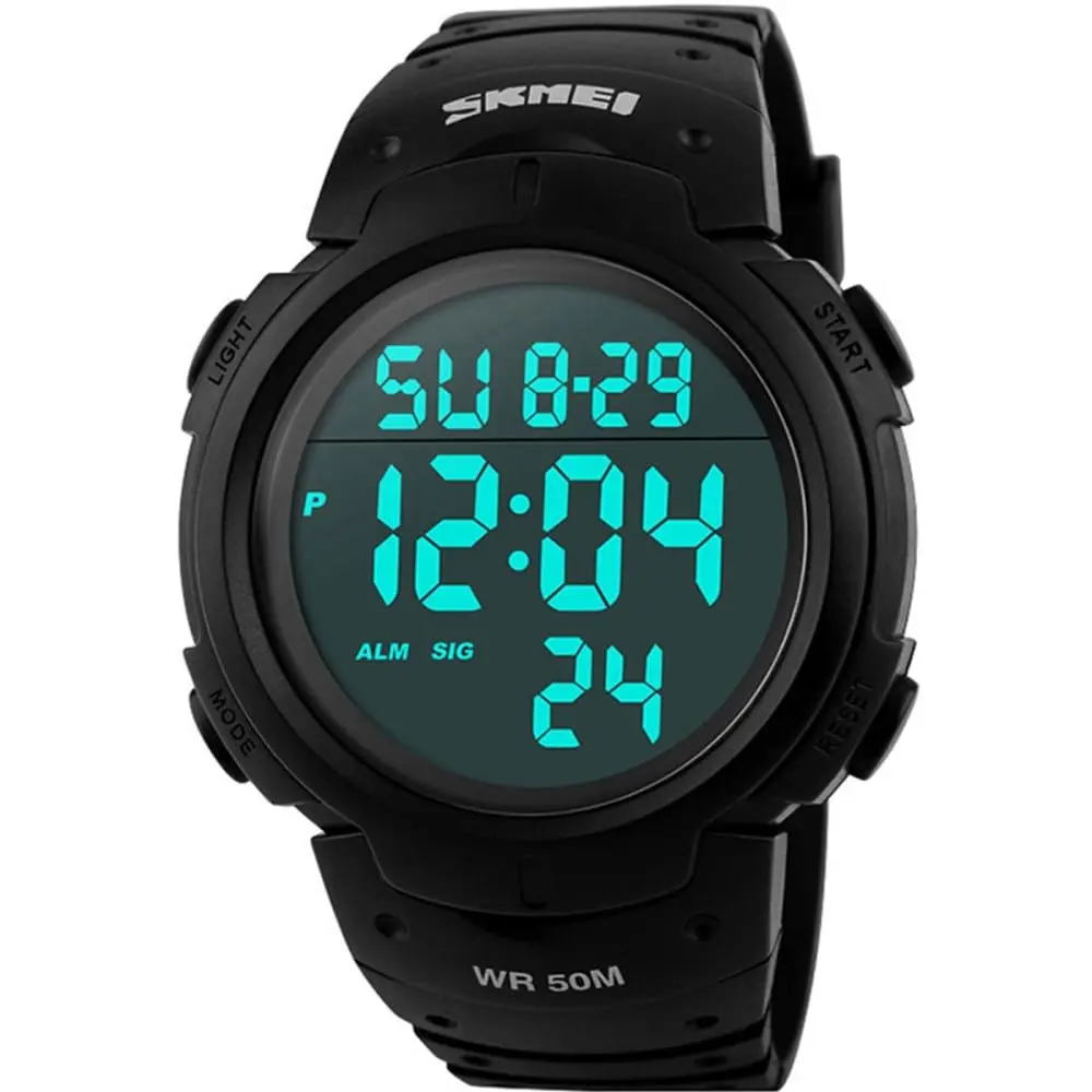 Relógio Masculino Skmei 1068 Á Prova D'água 50m Digital Esporte Shock Militar Preto