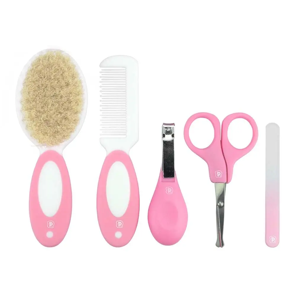 Kit Higiene com Cerdas Naturais com 5 Peças Rosa