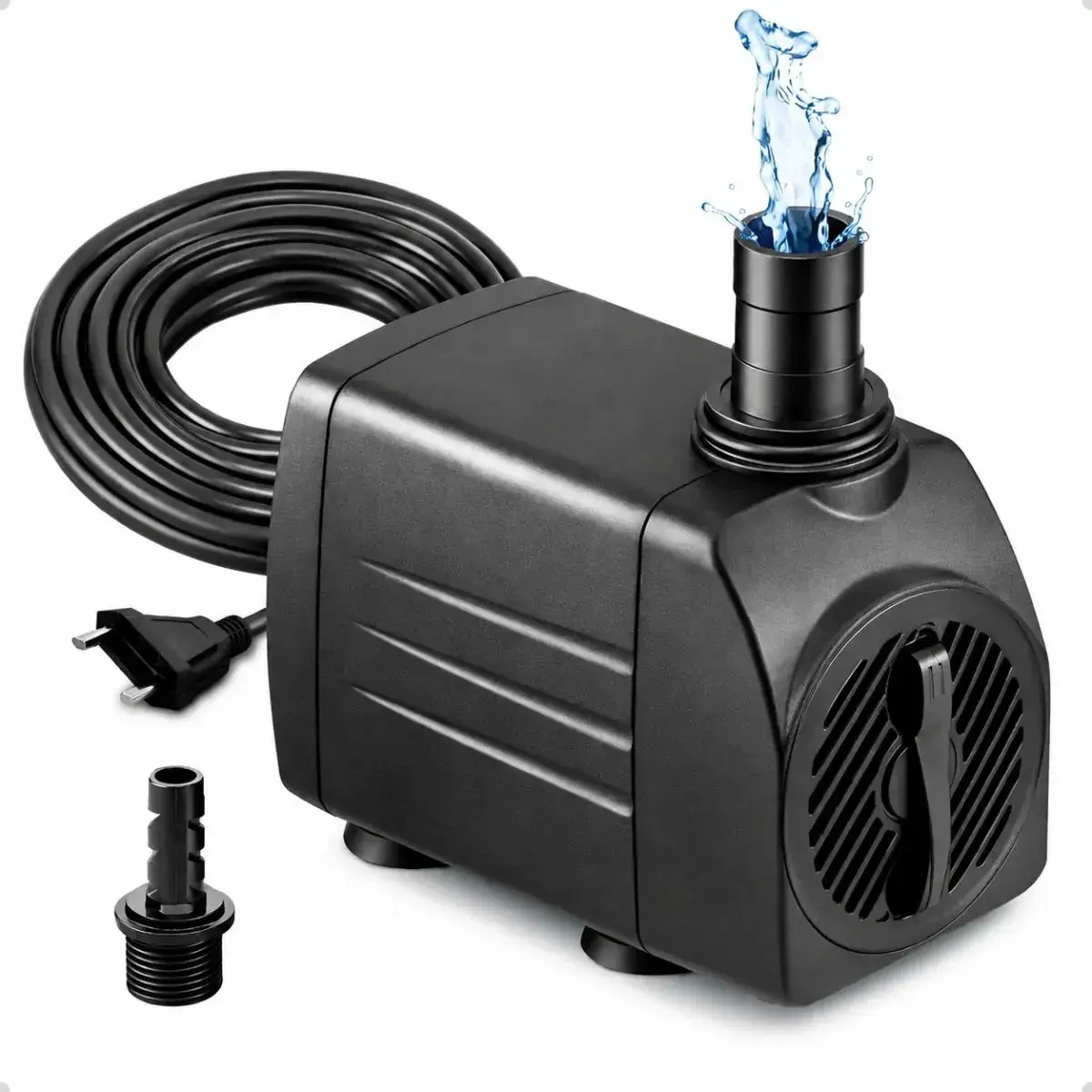 Bomba Submersa 1000 l/h Bombinha 1,5m Lagos Recalque Fontes Aquários Cascata Chafariz Motor Água Doce Salgada Marinho Fonte Hidroponia Aquaponia - 1
