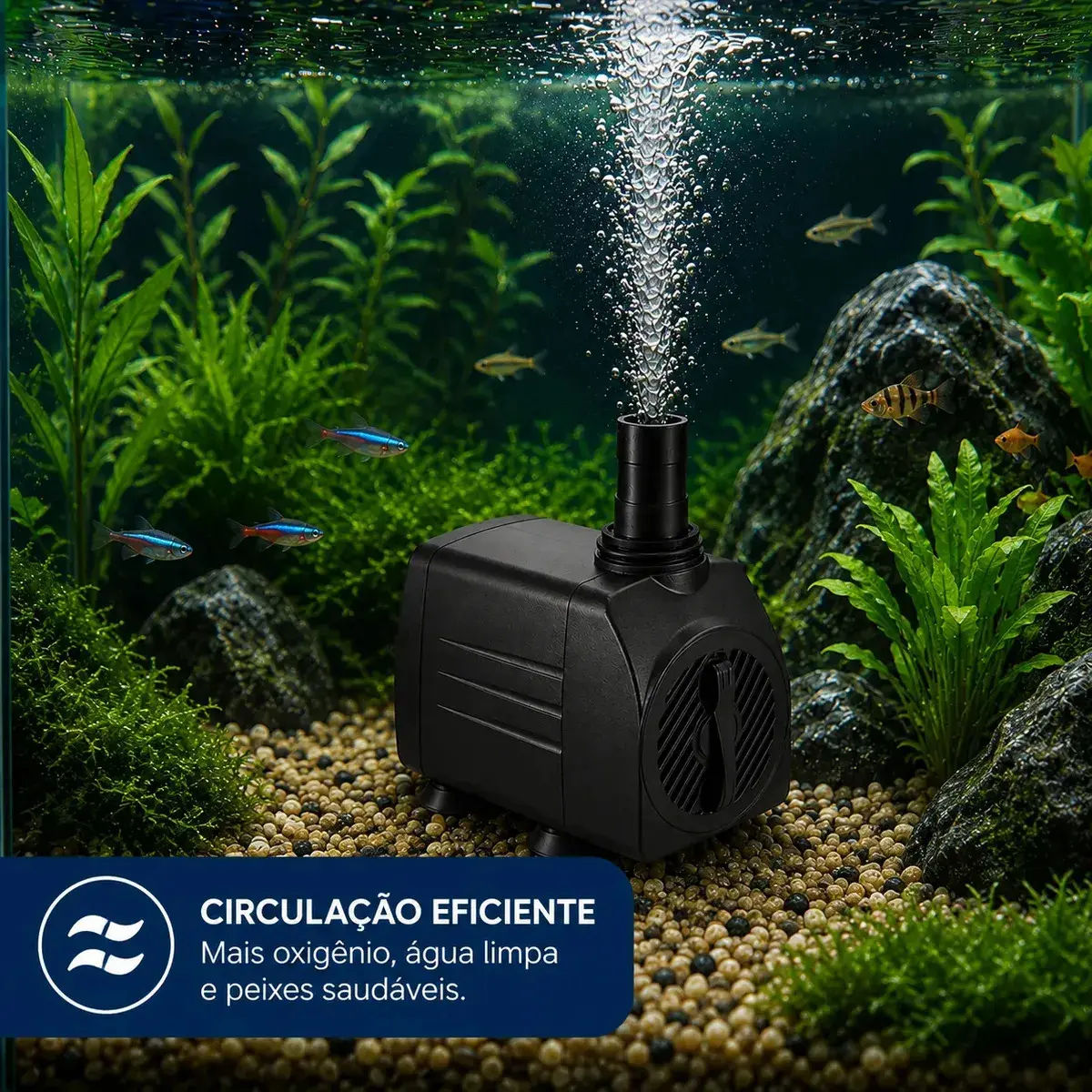 Bomba Submersa 1000 l/h Bombinha 1,5m Lagos Recalque Fontes Aquários Cascata Chafariz Motor Água Doce Salgada Marinho Fonte Hidroponia Aquaponia thumbnail 3