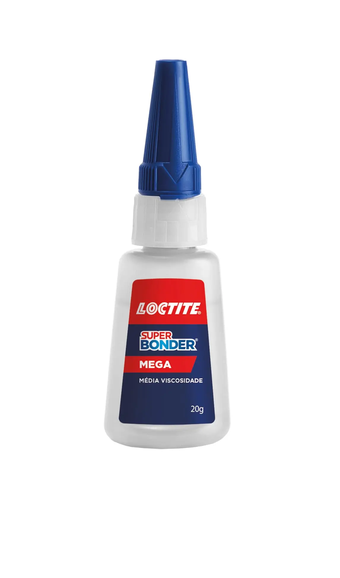 Cola Loctite Super Bonder Mega, Cola instantânea para Reparos de, Cola Transparente para Materiais Diversos, Cola Extraforte com Acabamento Profissional, 1x20g