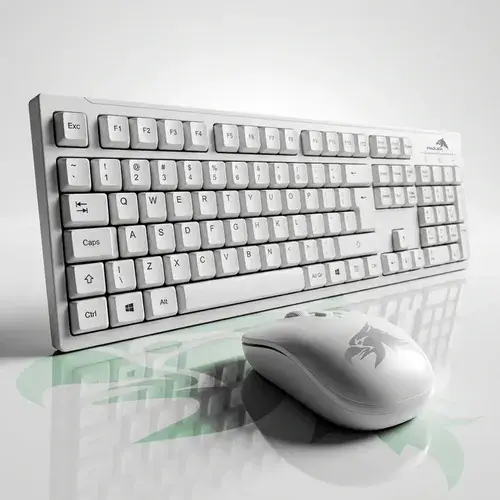 Kit Teclado E Mouse Sem Fio Usb 2.4g Para Notebook Desktop Abnt2 Branco Pholex