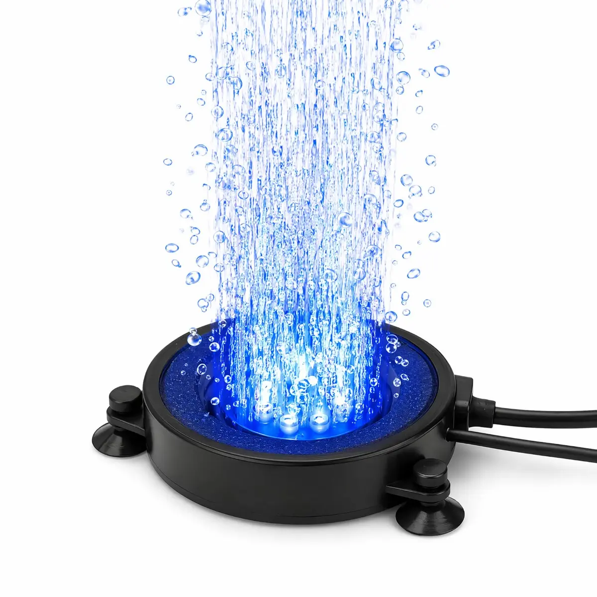 Luminária Ar para Aquário Silenciosa Redonda Difusor de Bolhas para Aquário com 6 LEDs de Cores Variáveis, com Tubo de Ar de 1 Metros para Decoração e Oxigenação do Aquario (preto)