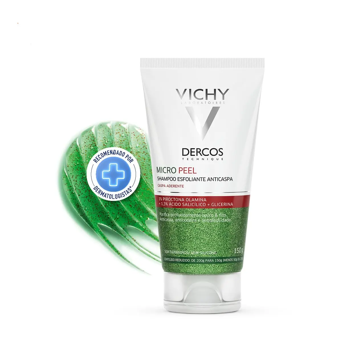 Vichy Dercos Micro Peel, Shampoo Anticaspa Esfoliante com Ácido Salicílico e Piroctona Olamina, Limpeza Profunda e Ação Calmante, Elimina a Caspa Visivelmente desde o 1º Uso, 150ml - 1