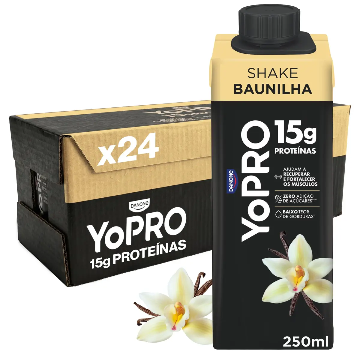Pack YoPRO Bebida Láctea UHT Baunilha 15g de Proteínas 250ml - 24 Unidades