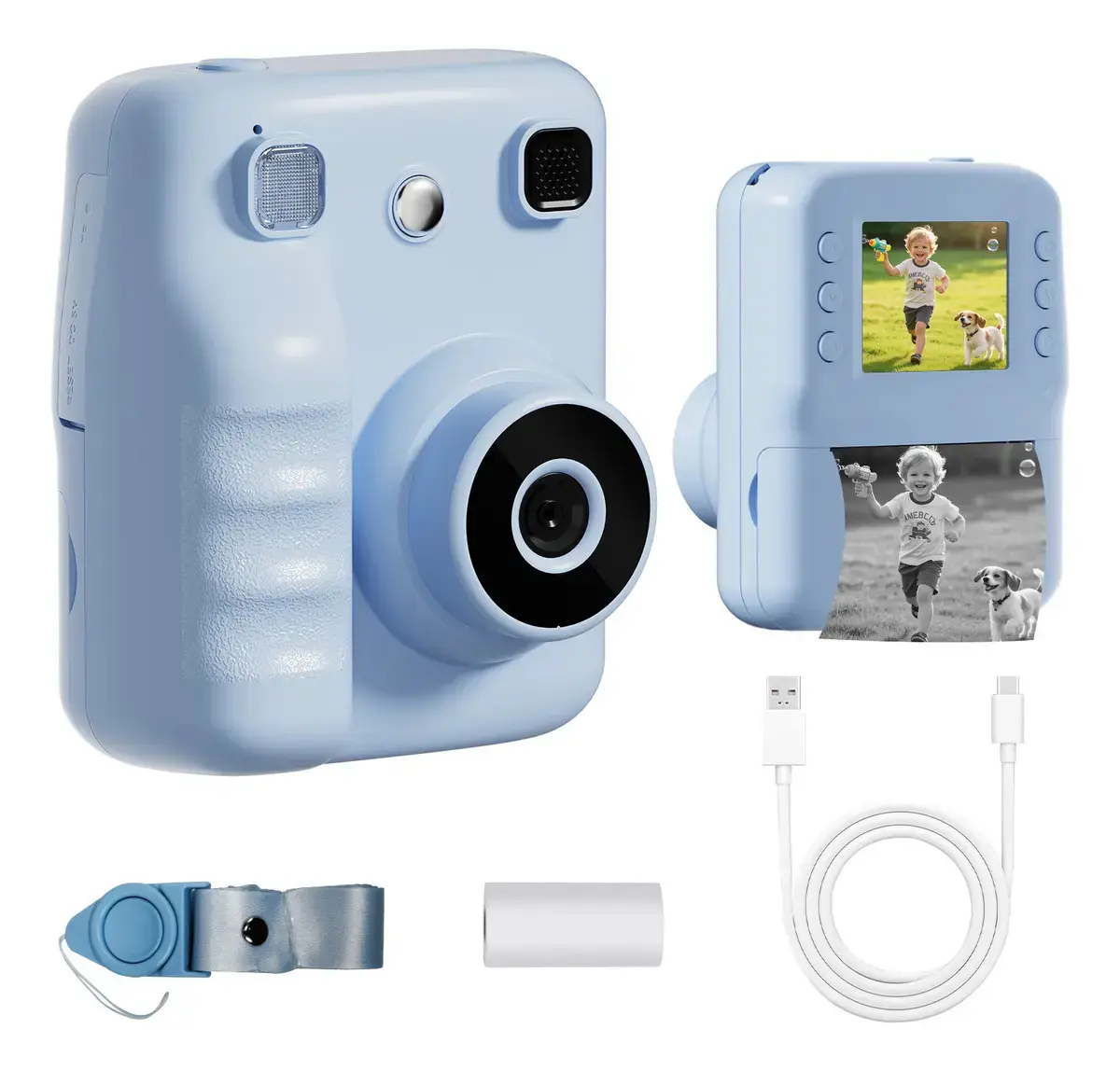 Câmera Instantânea Digital Infantil Inova Cases Para Imprimir Fotos e Gravar Vídeos Azul