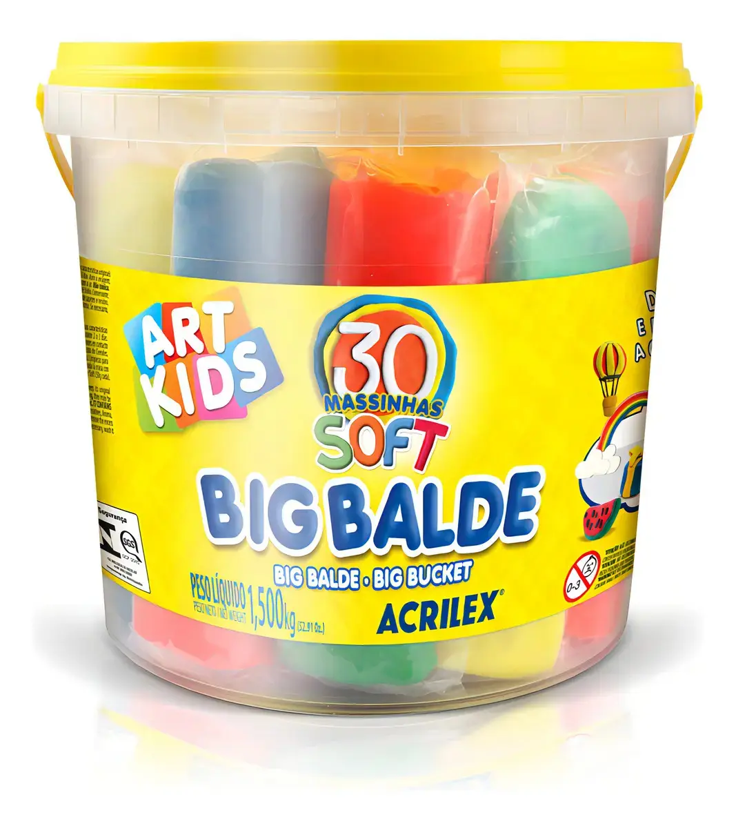 Massinha de Modelar Acrilex Big Balde Infantil 1.5kg
